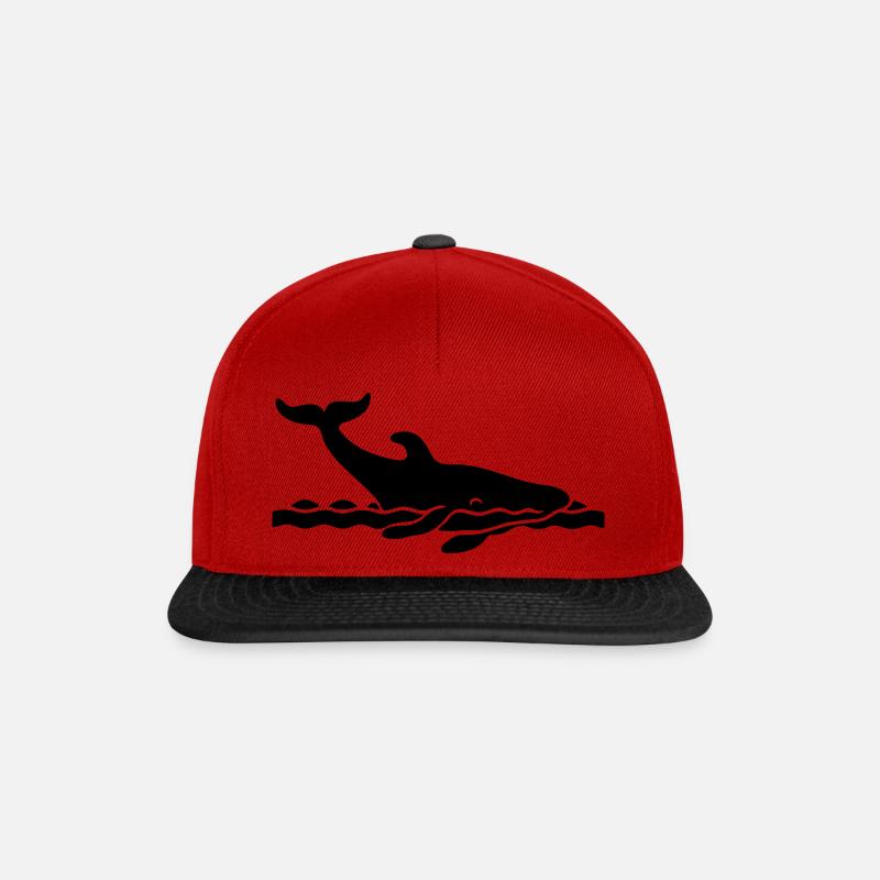 Wal-Silhouette - Snapback Cap - Rot/Schwarz