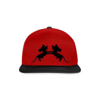 2 souris danse mains tenant couple équipe amis amour - Casquette snapback - rouge/noir - Devant