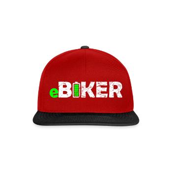 EBiker EBike Fahrrad Radfahrer EMTB E Bike Radler - Snapback Cap - Rot/Schwarz - Vorne