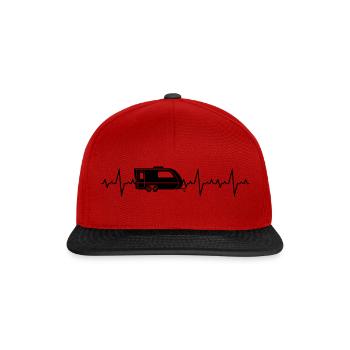 Camping Herzschlag Camper Wohnmobil - Snapback Cap - Rot/Schwarz - Vorne