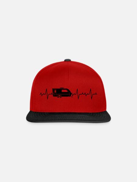 Camping Herzschlag Camper Wohnmobil - Snapback Cap - Rot/Schwarz