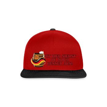 Mit Bier siehst du noch besser aus! - Snapback Cap - Rot/Schwarz - Vorne