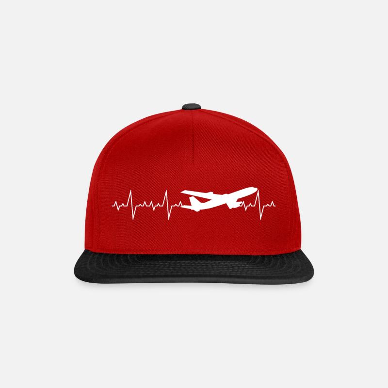 Herzschlag Flugzeug Hobby Pilot - Snapback Cap - Rot/Schwarz