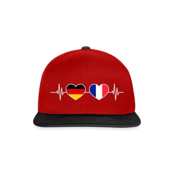 Herzschlag Deutschland Frankreich - Snapback Cap - Rot/Schwarz - Vorne