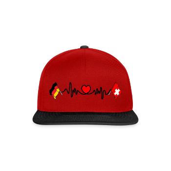Cardio heart Flag Germany and flag Switzerland - Snapback Cap - red/black - Front