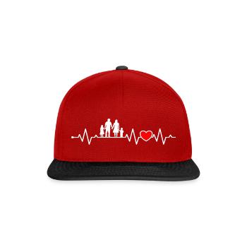 Familie Herzschlag Eltern Herz - Snapback Cap - Rot/Schwarz - Vorne