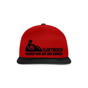 Elektrisch fahren wir auf der Kirmes - Snapback Cap - Rot/Schwarz - Vorne