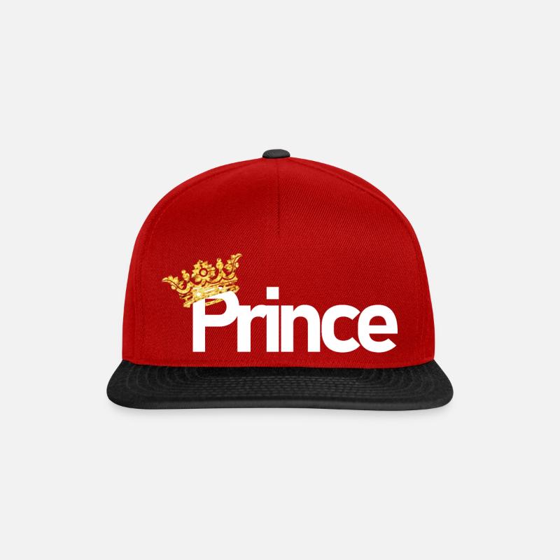 Prinz mit Goldener Krone - Snapback Cap - Rot/Schwarz