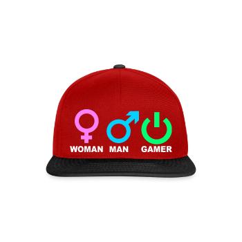 Mann Frau Gamer Gaming - Snapback Cap - Rot/Schwarz - Vorne