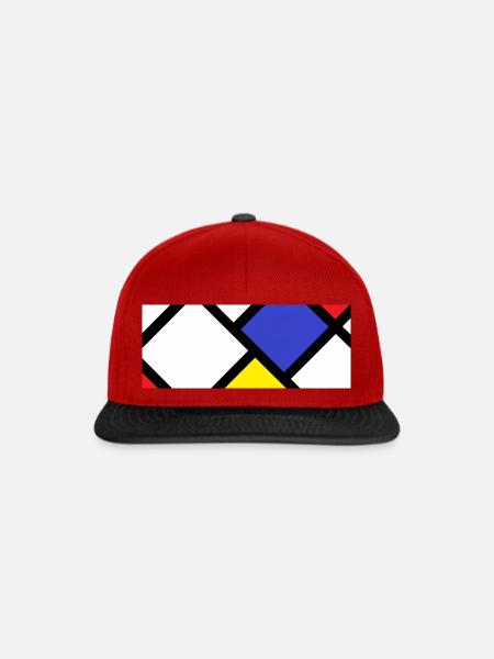 Gegenkomposition nach "De Stijl" - Snapback Cap - Rot/Schwarz