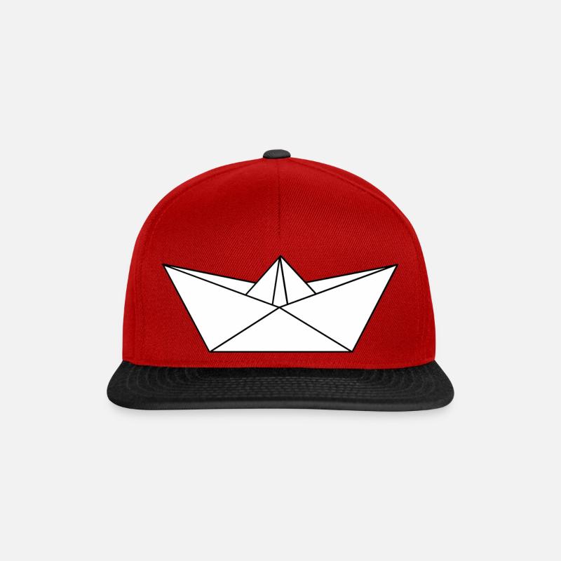 Faltschiff / Papierschiff - Snapback Cap - Rot/Schwarz