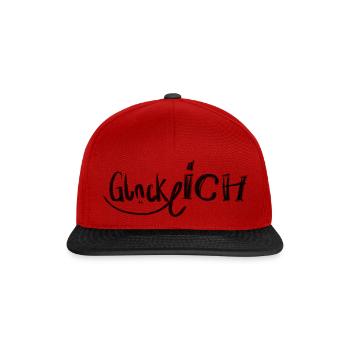 Glücklich - Snapback Cap - Rot/Schwarz - Vorne