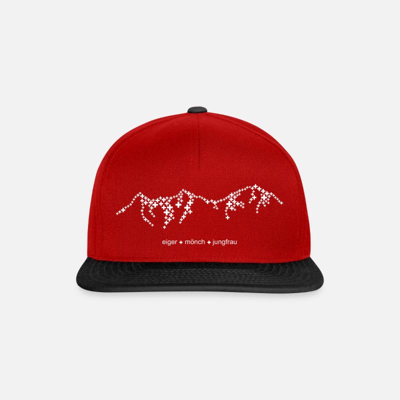 Eiger Mönch Jungfrau - dans un design cool swissness - Casquette snapback - rouge/noir
