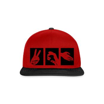Schere Stein Papier - Snapback Cap - Rot/Schwarz - Vorne