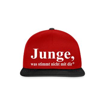 was stimmt nicht mit dir - Snapback Cap - Rot/Schwarz - Vorne