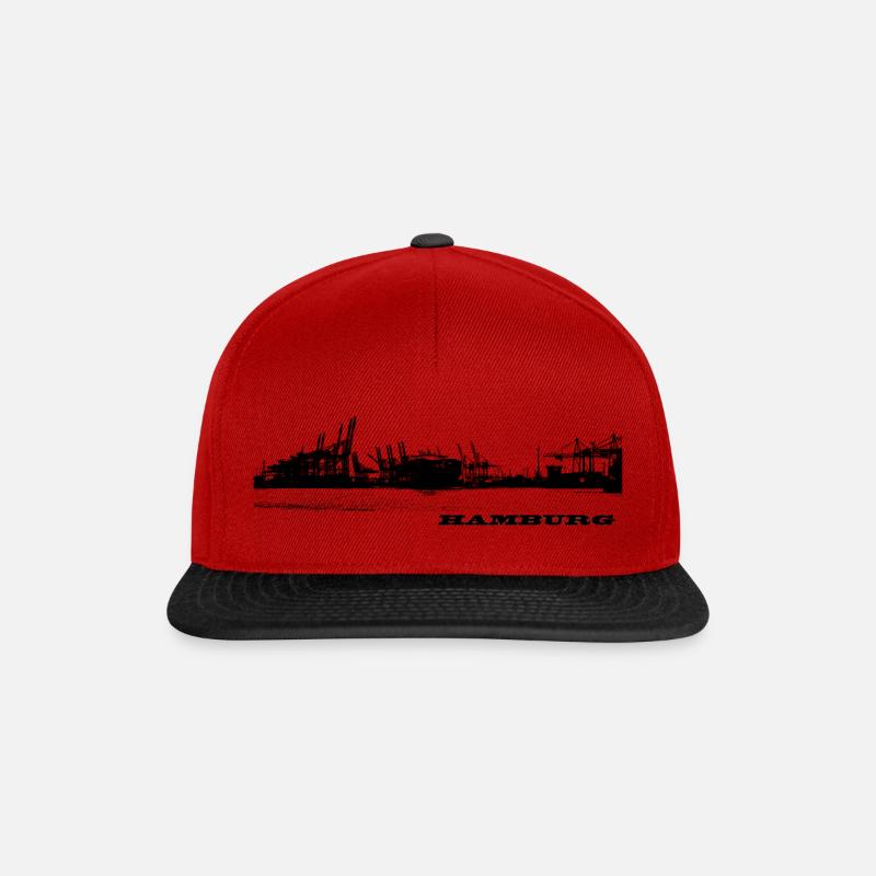 Hamburger Hafen - Snapback Cap - Rot/Schwarz