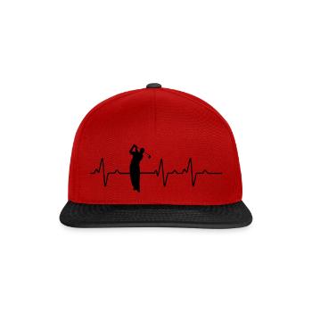 Golf Herzschlag Golfer - Snapback Cap - Rot/Schwarz - Vorne