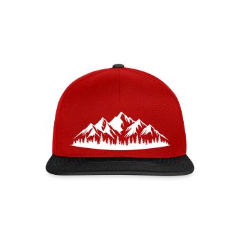 Berge mit Bäumen Vektor - Snapback Cap - Rot/Schwarz - Vorne