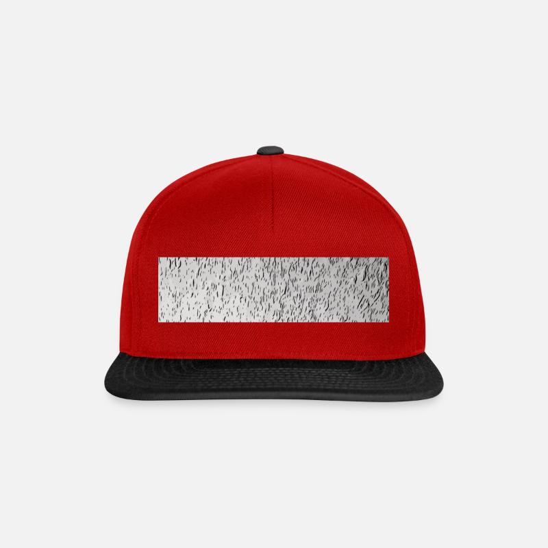 Rauhes Balkenmuster in schwarz weiß grau - Snapback Cap - Rot/Schwarz