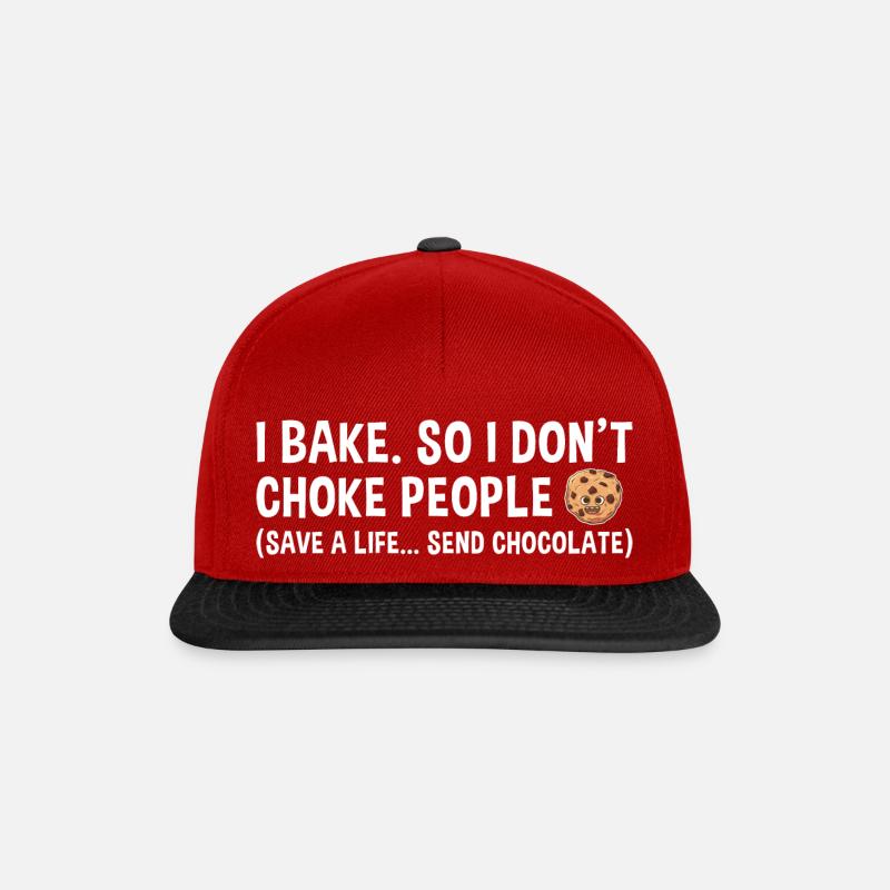 Baking Save A Life… Send Chocolate Cookie - Snapback Cap - Rot/Schwarz