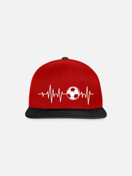 Soccer Heartbeat - Fußballliebhaber Geschenk - Snapback Cap - Rot/Schwarz