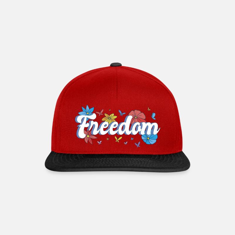 Freedom Blumen Schmetterlinge Freiheitsdesign - Snapback Cap - Rot/Schwarz