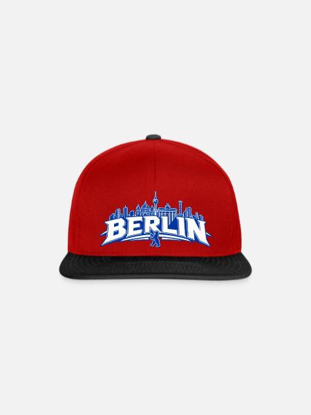 Berlin Skyline Bärenlogo - Snapback Cap - Rot/Schwarz