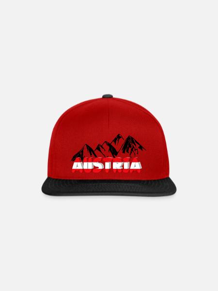 Austria mit Bergen - Snapback Cap - Rot/Schwarz