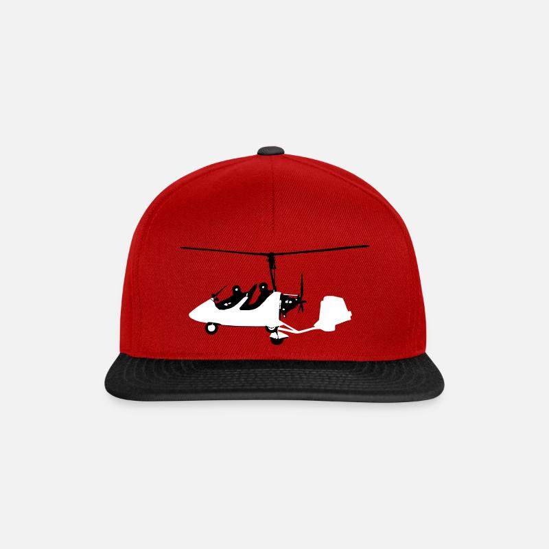 gyrocopter Tragschrauber Pilot Ultraleichtflugzeug - Snapback Cap - Rot/Schwarz