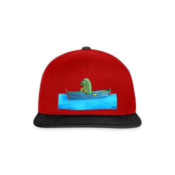 Hecht im Ruderboot - Snapback Cap - Rot/Schwarz - Vorne