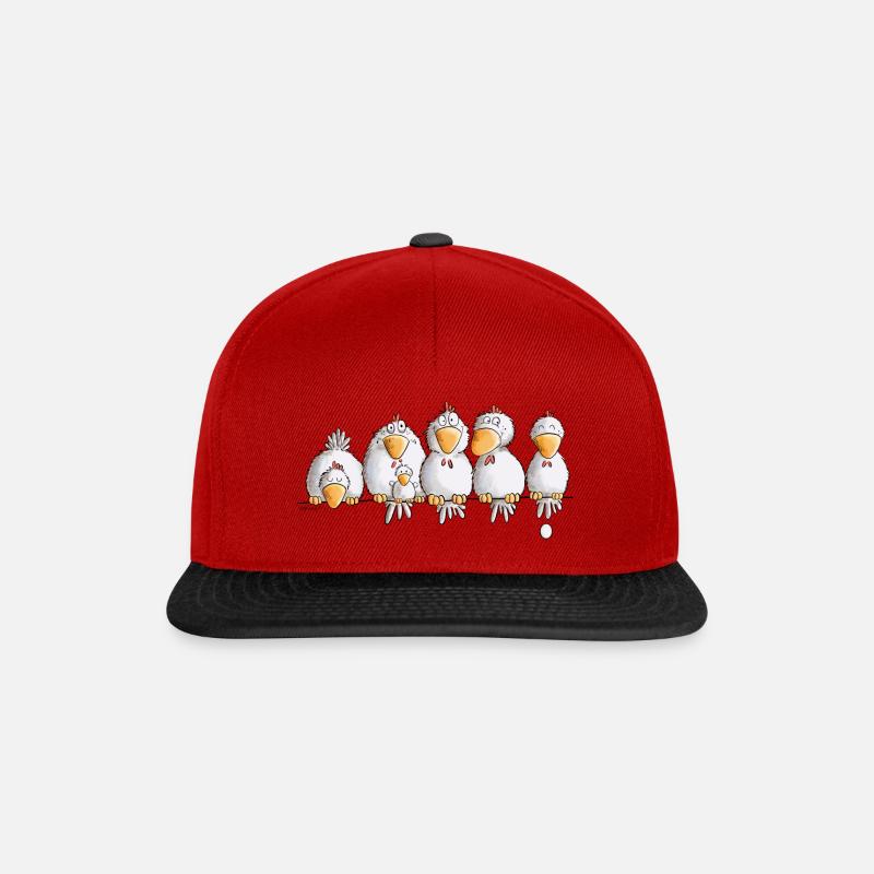 Hühner auf der Hühnerstange I Huhn Comic - Snapback Cap - Rot/Schwarz