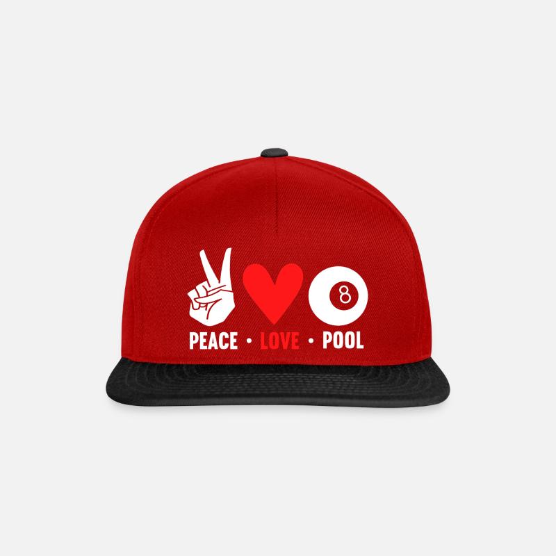 Snooker Pool Billard - Snapback Cap - Rot/Schwarz