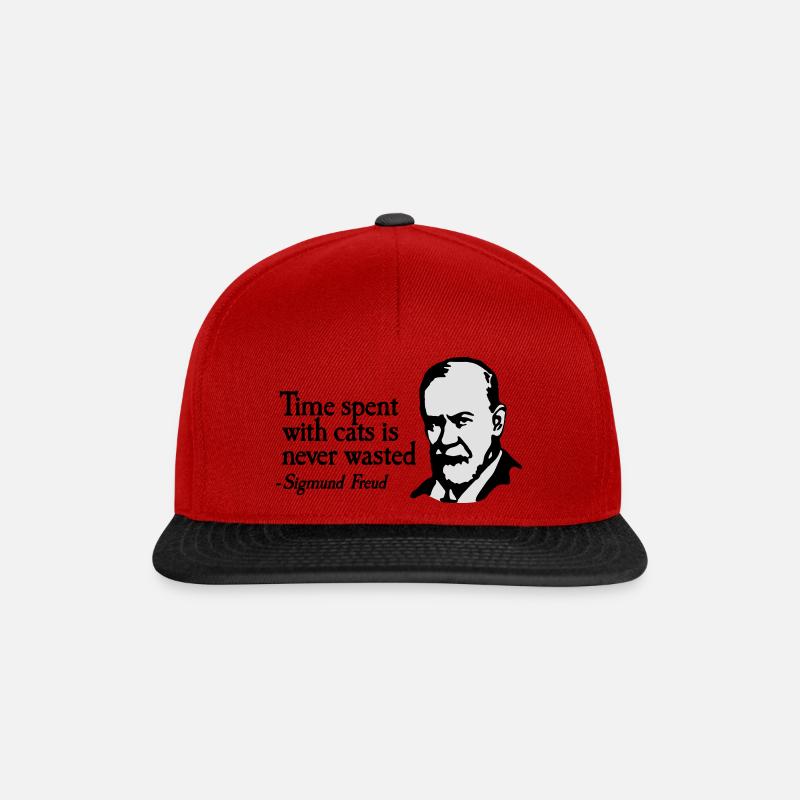 Time spent with cats is never Sigmund Freud - Snapback Cap - Rot/Schwarz