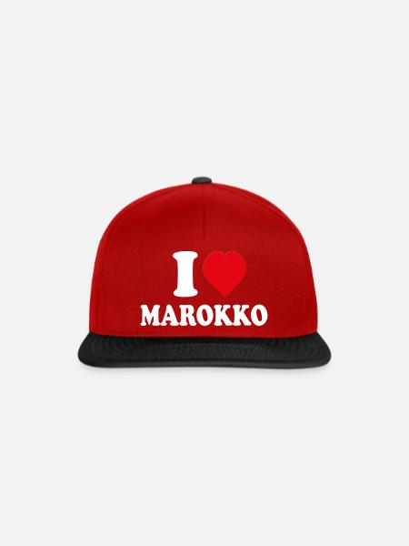 I Love Marokko für Damen Herren und Kinder - Snapback Cap - Rot/Schwarz