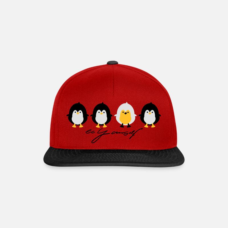 Vier Pinguine - Snapback Cap - Rot/Schwarz