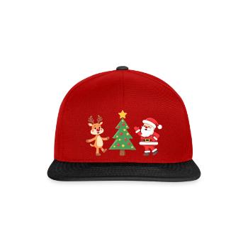 Reindeer Christmas Tree & Santa for Christmas - Snapback Cap - red/black - Front