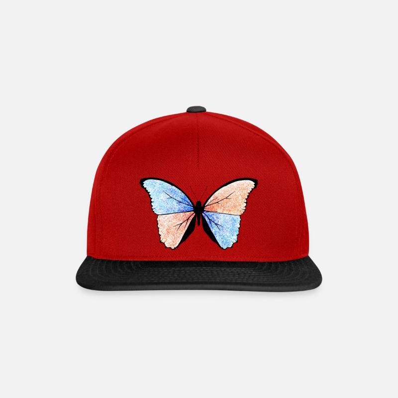 Schmetterling - Snapback Cap - Rot/Schwarz