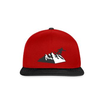 snowboard fahren in den bergen - Snapback Cap - Rot/Schwarz - Vorne