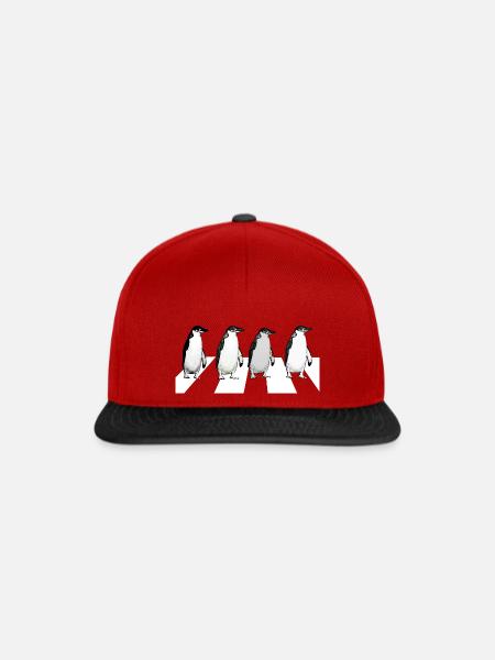 Abbey Road Pinguine - Snapback Cap - Rot/Schwarz