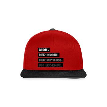 Dirk der Mann der Mythos die Legende - Snapback Cap - Rot/Schwarz - Vorne