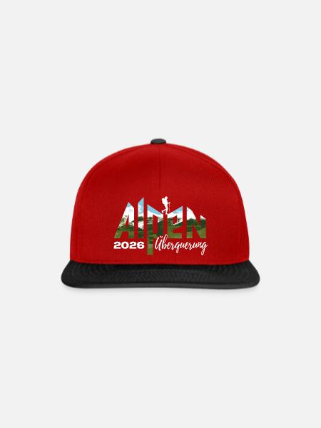 Alpen Überquerung 2026 - Wandern - Snapback Cap - Rot/Schwarz