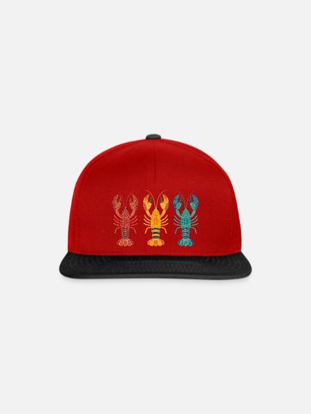 Drei Hummer Punktkunst - Snapback Cap - Rot/Schwarz