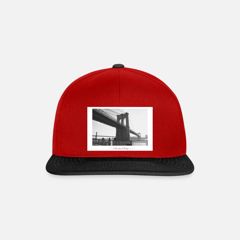 Brooklyn Bridge (Poster) - Snapback Cap - Rot/Schwarz