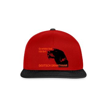 German Drahhaar portrait with text - Snapback Cap - red/black - Front