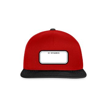 Badge « Salut ! Je m’appelle » (vide) - Casquette snapback - rouge/noir - Devant