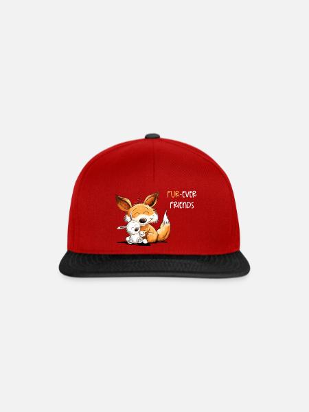 Fuchs Mit Hase Freundschaft Spruch - Snapback Cap - Rot/Schwarz