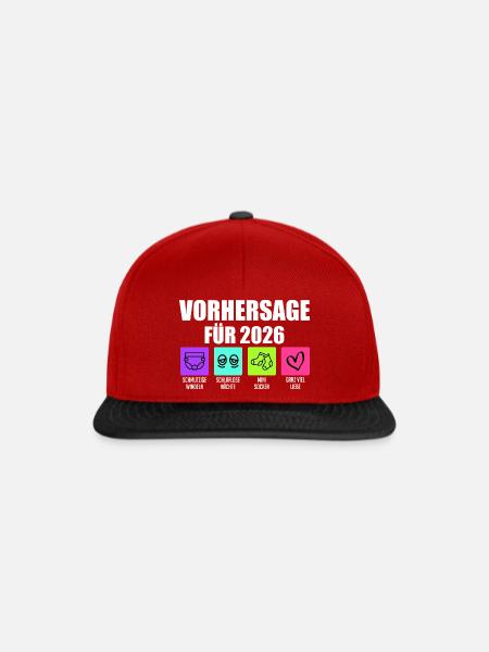 Bald Mama VORHERSAGE 2026 Lustiges - Snapback Cap - Rot/Schwarz