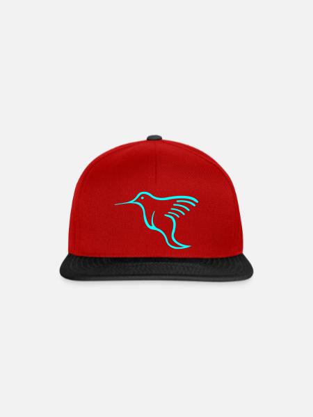 Neon Kolibri Linienkunst - Snapback Cap - Rot/Schwarz