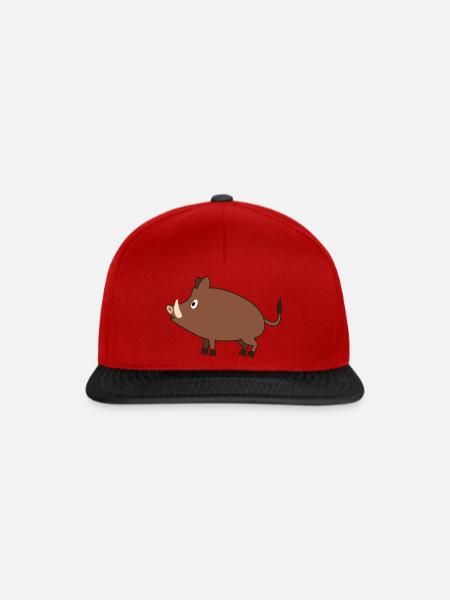 Wildschwein - Snapback Cap - Rot/Schwarz