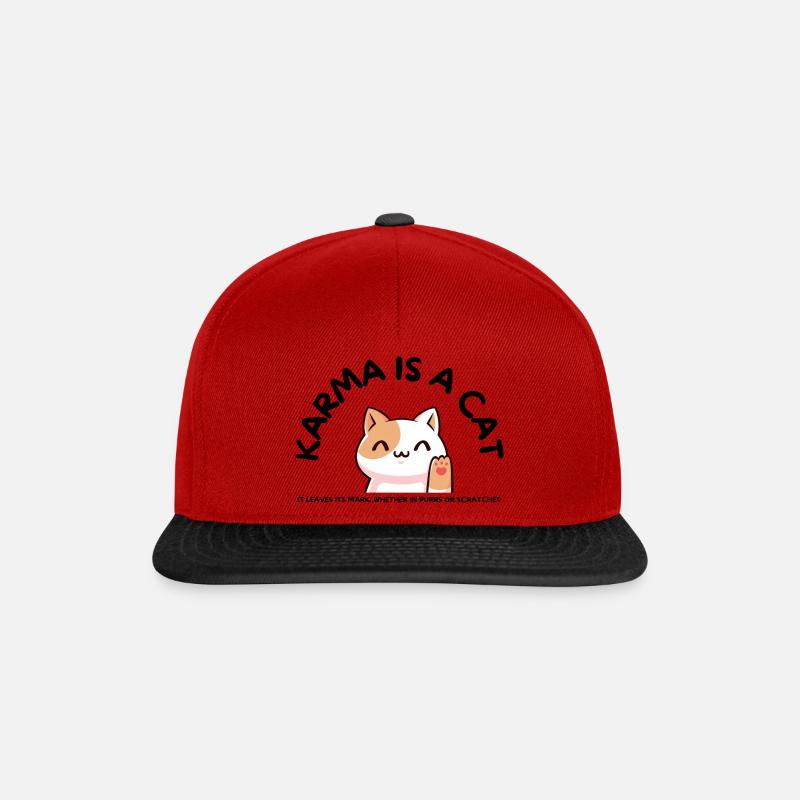 Karma is a Cat! - Snapback Cap - red/black